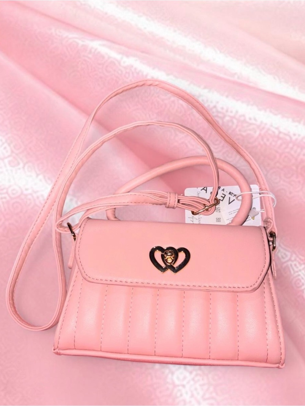 Pink Quilted Heart-Accent Crossbody Bag - Women's Shoulder Bag